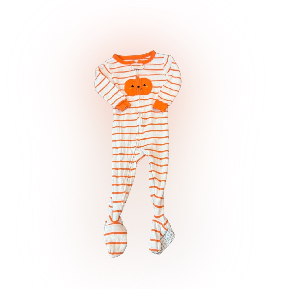 Carter's Orange and White Striped Pumpkin Footie